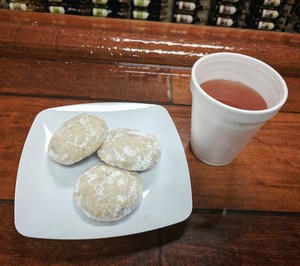 Mulled Berry Blush and Mexican Wedding Cookies at the Tasting Room